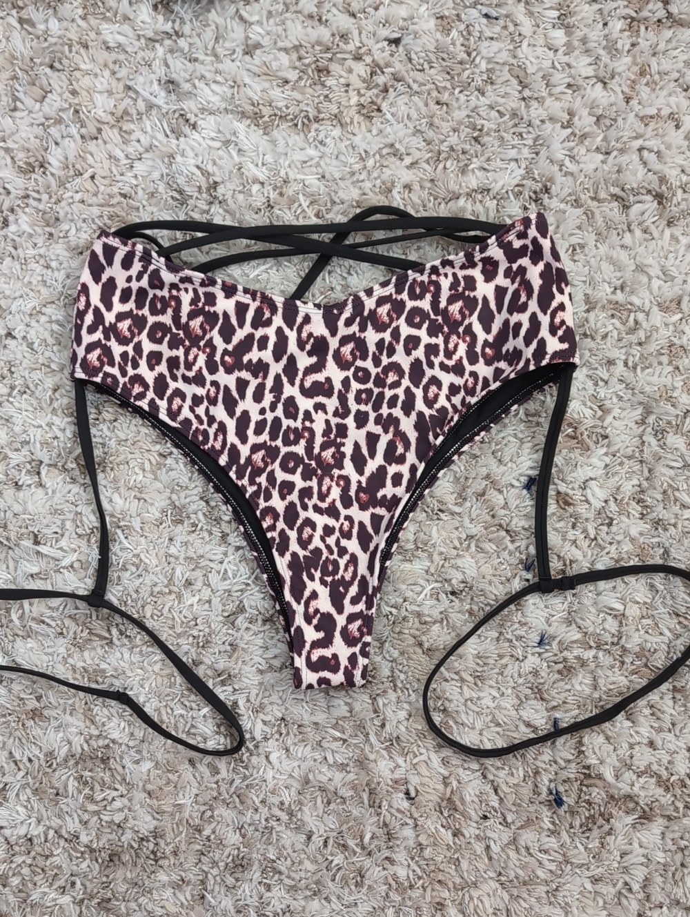 Leopard Print Strappy Bikini Bottom